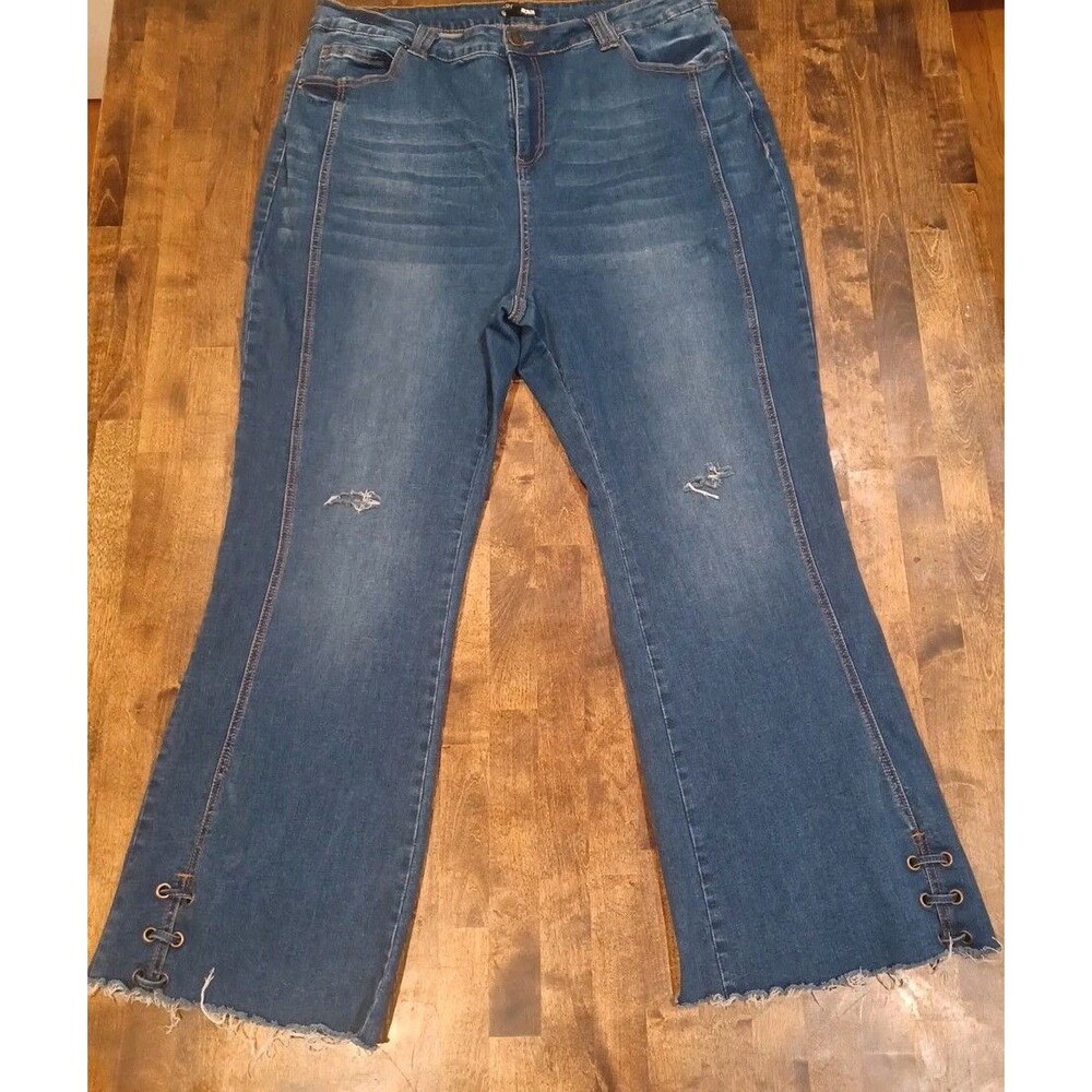 Fashion Nova Skinny Jeans Women's Size 20 Blue Mid Rise Medium Wash Distressed